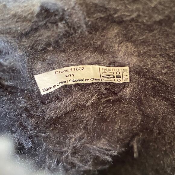 Crocs Women's Cobbler Suede Leather Clog Size 11 Faux Fur Lining Mule Wedge - Picture 7 of 10